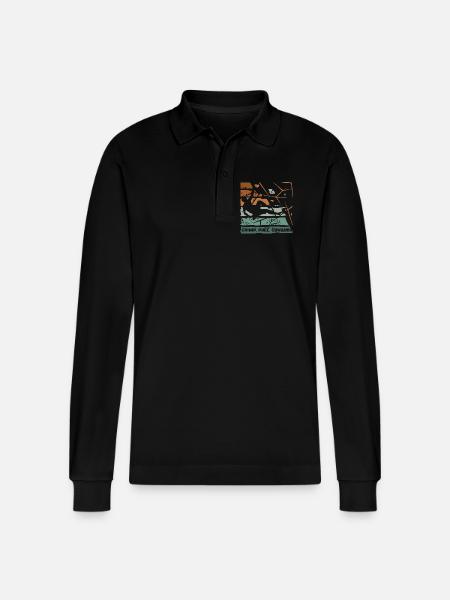 Bouldering – Crimping. Pull. Conquer. - Stanley/Stella Organic Unisex Long-Sleeved Polo Shirt Prepster - black