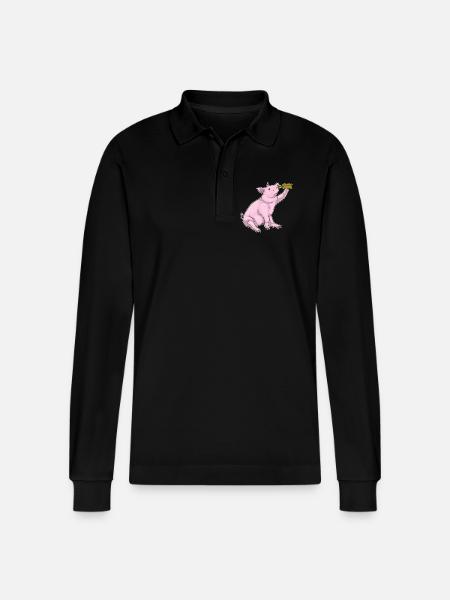 Pork Bottle of Beer - Stanley/Stella Organic Unisex Long-Sleeved Polo Shirt Prepster - black