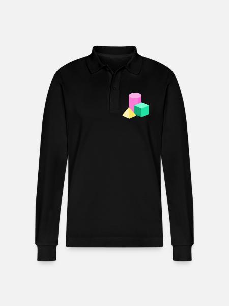 Pastellgeometrie Farbblöcke - Stanley/Stella Unisex Bio-Langarm-Poloshirt Prepster - Schwarz