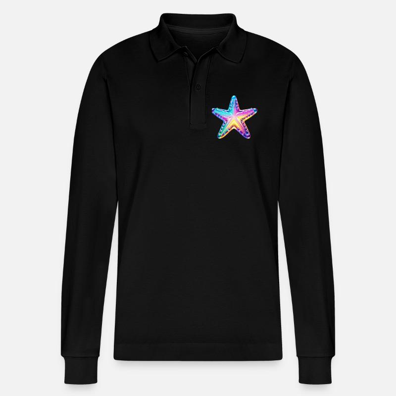 Seestern - Stanley/Stella Unisex Bio-Langarm-Poloshirt Prepster - Schwarz
