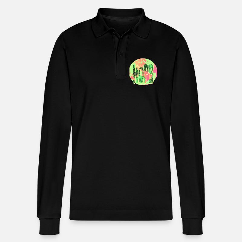 Hope Neon Tie-Dye Circular - Stanley/Stella Unisex Bio-Langarm-Poloshirt Prepster - Schwarz