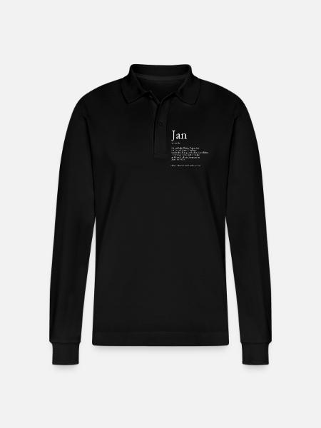 Jan Dictionary Explanation First Name Jan - Stanley/Stella Organic Unisex Long-Sleeved Polo Shirt Prepster - black