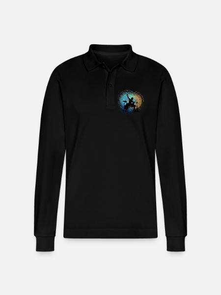 Drummer Retro Drummer Drums Drums - Stanley/Stella Organic Unisex Long-Sleeved Polo Shirt Prepster - black