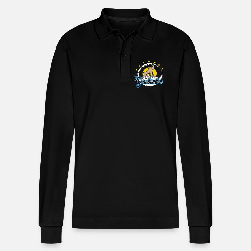 Graubünden Steinbock Summit - Stanley/Stella Unisex Bio-Langarm-Poloshirt Prepster - Schwarz