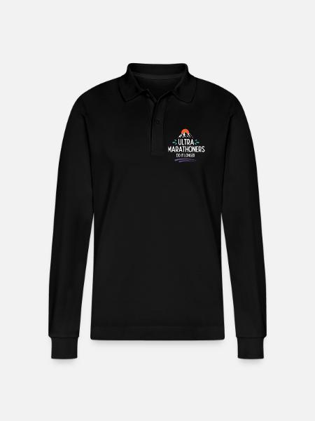 Ultra Marathoners Do It Longer - Stanley/Stella Organic Unisex Long-Sleeved Polo Shirt Prepster - black