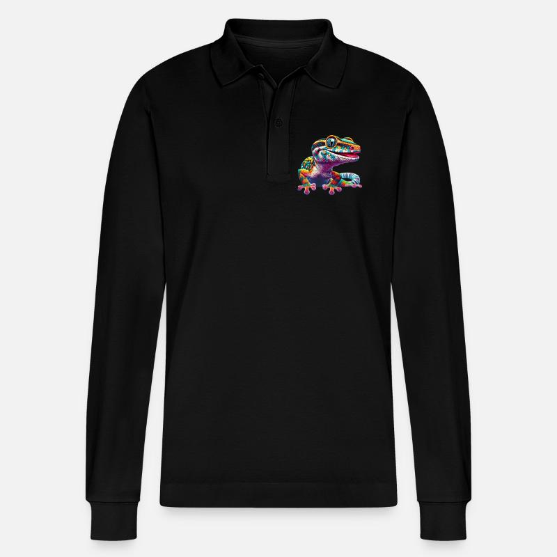 Gecko - Stanley/Stella Unisex Bio-Langarm-Poloshirt Prepster - Schwarz