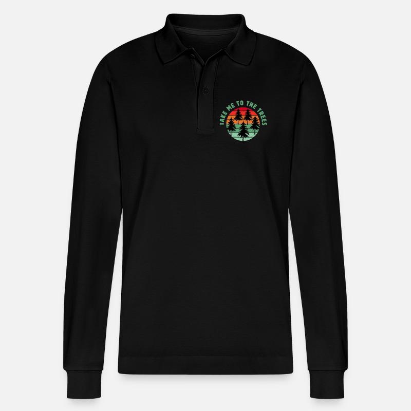 Bring mich zu den Bäumen - Stanley/Stella Unisex Bio-Langarm-Poloshirt Prepster - Schwarz