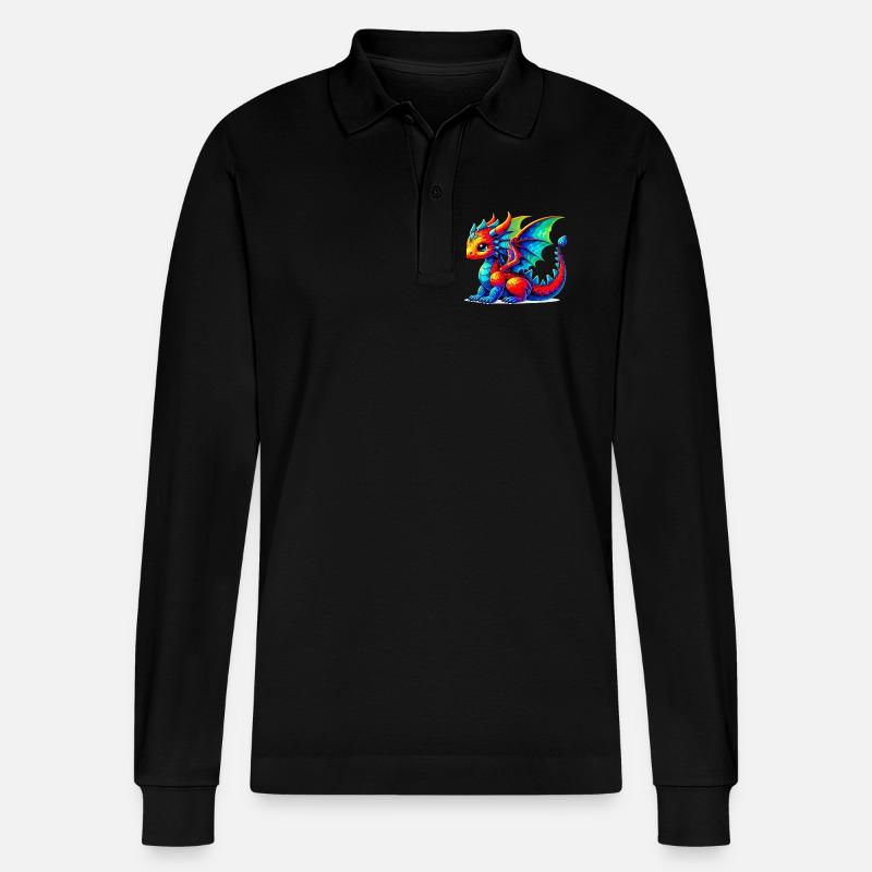 Drache - Stanley/Stella Unisex Bio-Langarm-Poloshirt Prepster - Schwarz