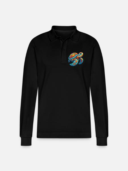 Turtle - Stanley/Stella Organic Unisex Long-Sleeved Polo Shirt Prepster - black