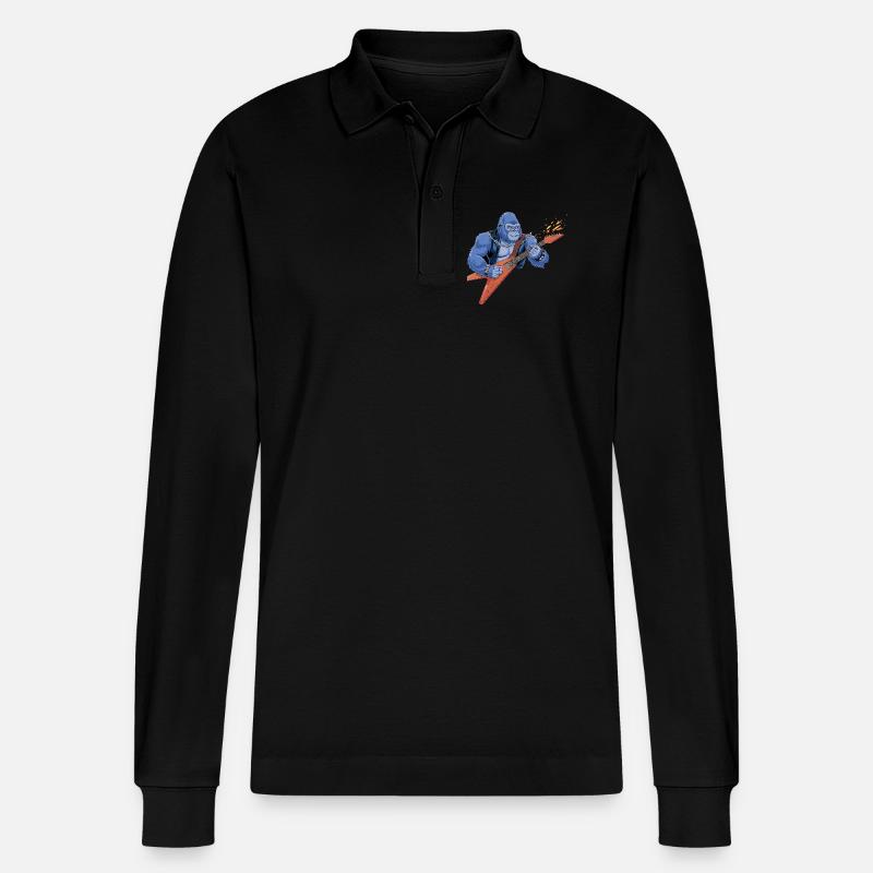Rockin' Gorilla - Stanley/Stella Unisex Bio-Langarm-Poloshirt Prepster - Schwarz