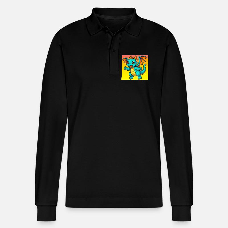 Drache - Stanley/Stella Unisex Bio-Langarm-Poloshirt Prepster - Schwarz