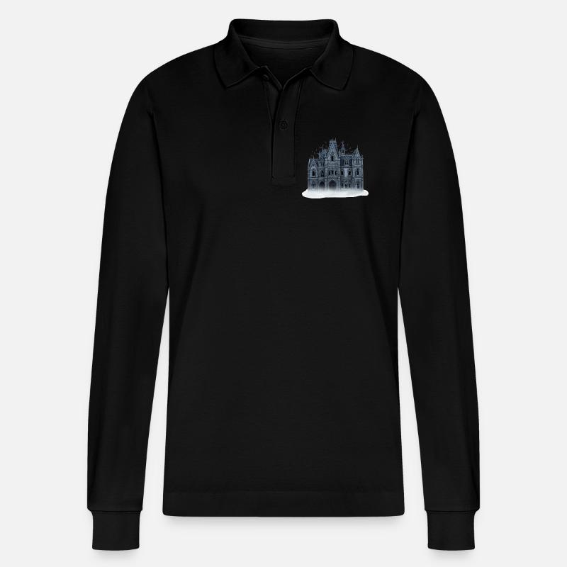 Gothisches Spukhaus Illustration - Stanley/Stella Unisex Bio-Langarm-Poloshirt Prepster - Schwarz