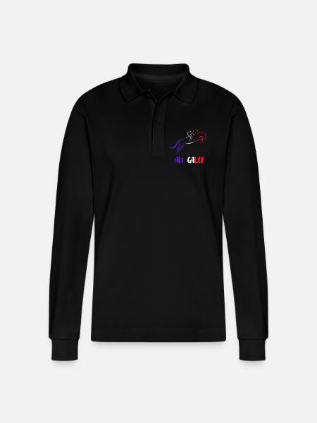 At the GALOP Blue White Red - Stanley/Stella Organic Unisex Long-Sleeved Polo Shirt Prepster - black
