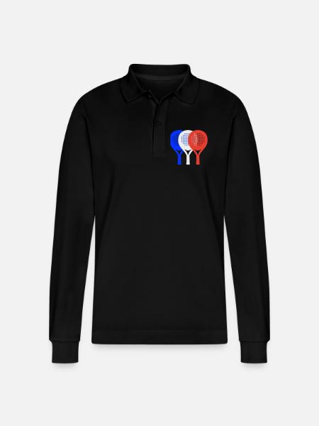 Padel-Frankreich2 - Stanley/Stella Unisex Bio-Langarm-Poloshirt Prepster - Schwarz