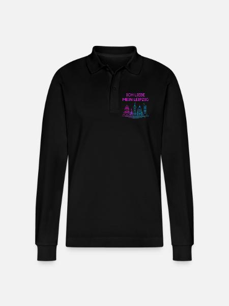I love my Leipzig Neon Skyline - Stanley/Stella Organic Unisex Long-Sleeved Polo Shirt Prepster - black