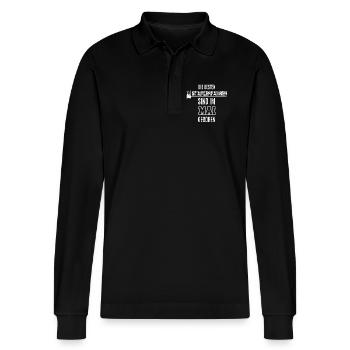 Besten Staplerfahrer im Mai geboren / Spruch Lager - Stanley/Stella Unisex Bio-Langarm-Poloshirt Prepster - Schwarz - Vorne - Anna (173cm) & Nico (186cm)