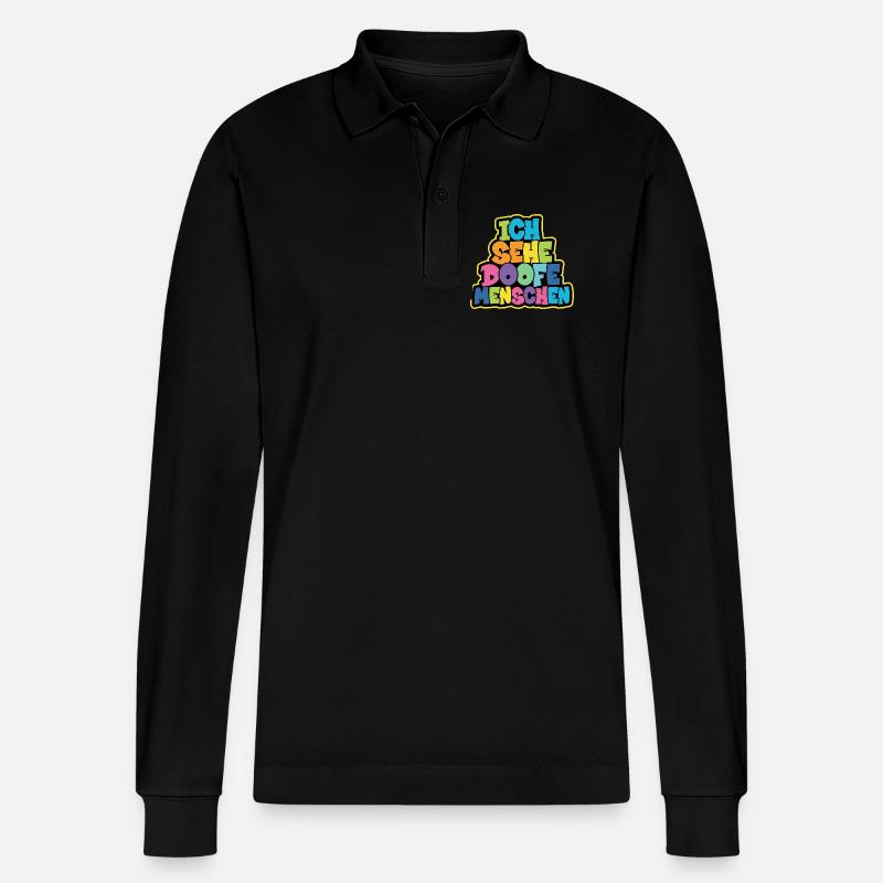 Ich sehe Doofe Menschen - Stanley/Stella Unisex Bio-Langarm-Poloshirt Prepster - Schwarz