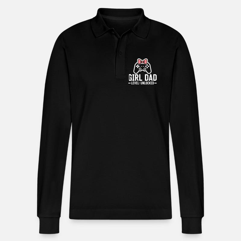Werdender Papa & Vater, Geburt Tochter Mädchen - Stanley/Stella Unisex Bio-Langarm-Poloshirt Prepster - Schwarz