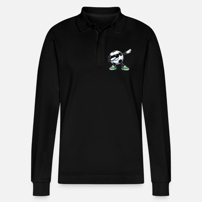 Dabbing Fußball - Stanley/Stella Unisex Bio-Langarm-Poloshirt Prepster - Schwarz