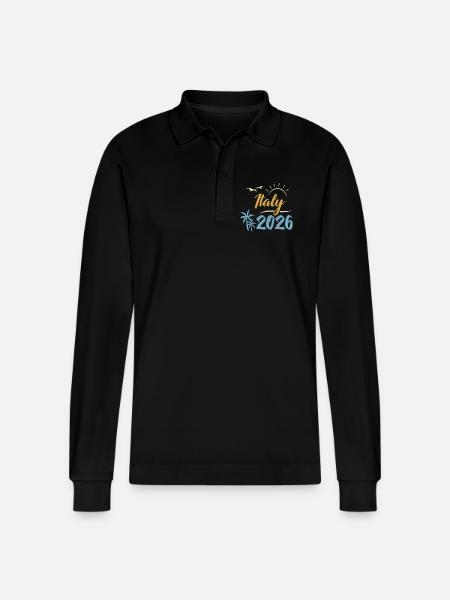 Italy 2026 - Stanley/Stella Organic Unisex Long-Sleeved Polo Shirt Prepster - black