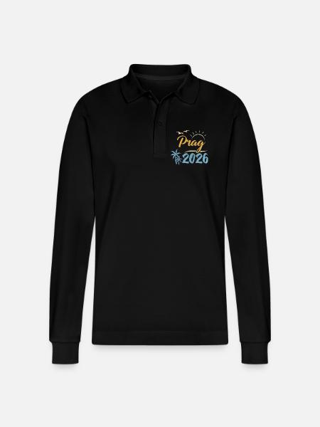Prague 2026 - Stanley/Stella Organic Unisex Long-Sleeved Polo Shirt Prepster - black