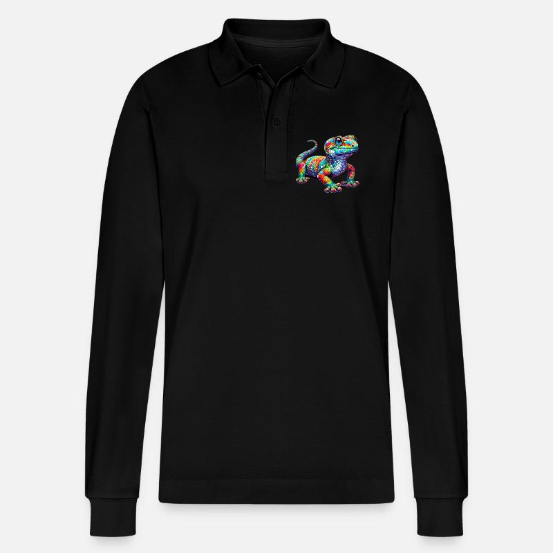 Gecko - Stanley/Stella Unisex Bio-Langarm-Poloshirt Prepster - Schwarz