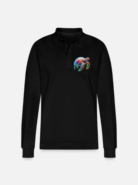 Turtle - Stanley/Stella Organic Unisex Long-Sleeved Polo Shirt Prepster - black