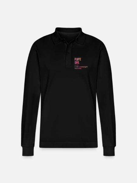 Flute - Stanley/Stella Organic Unisex Long-Sleeved Polo Shirt Prepster - black