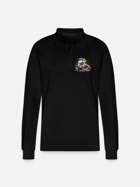 Otter - Stanley/Stella Organic Unisex Long-Sleeved Polo Shirt Prepster - black