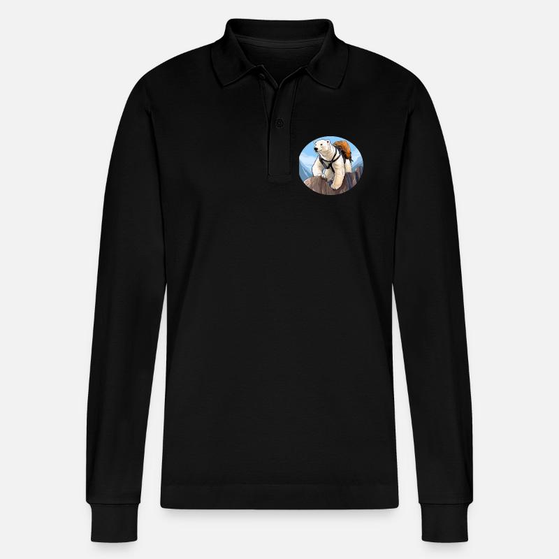 Eisbären Wandern / Bergsteiger Eisbär - Stanley/Stella Unisex Bio-Langarm-Poloshirt Prepster - Schwarz