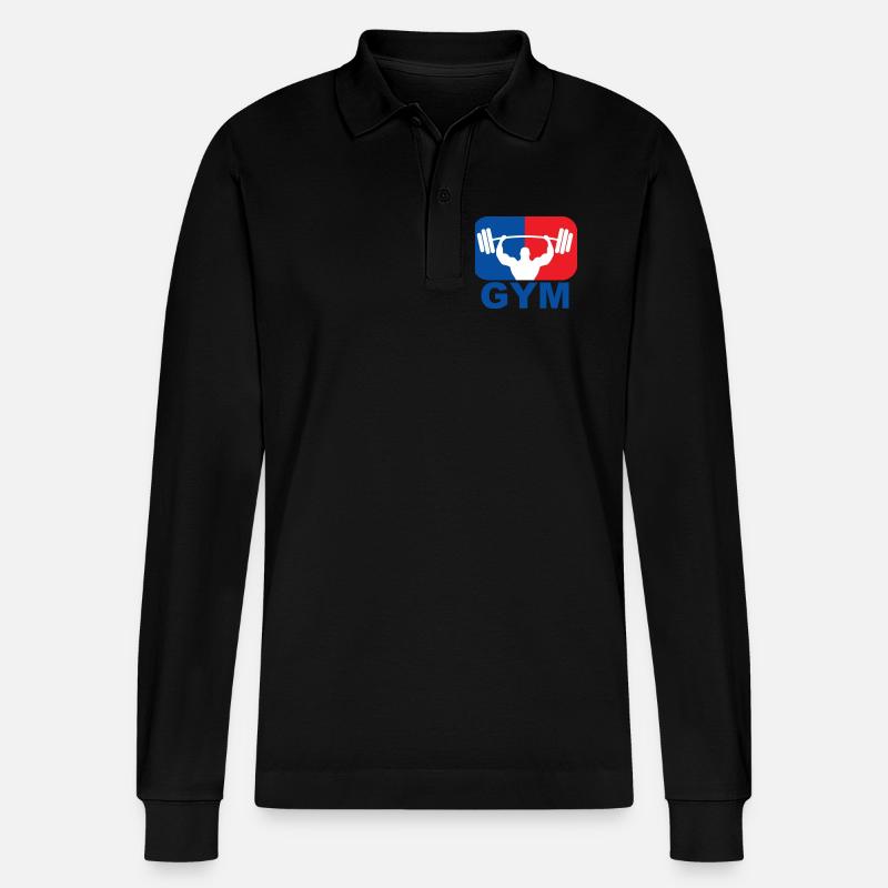 GYM Bodybuilding Gewicht - Stanley/Stella Unisex Bio-Langarm-Poloshirt Prepster - Schwarz