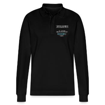 Gift Profession Training Cartographer - Stanley/Stella Organic Unisex Long-Sleeved Polo Shirt Prepster - black - Front - Anna (173cm) & Nico (186cm)