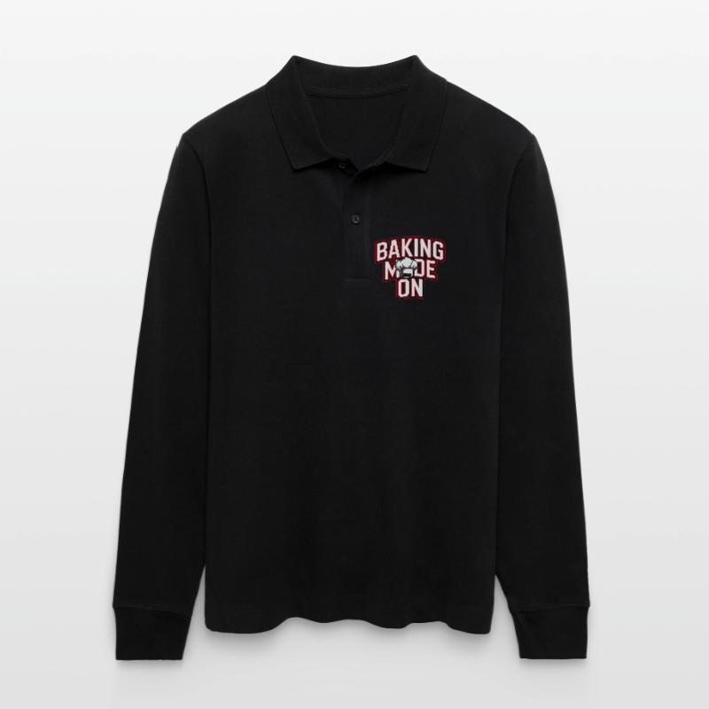 Baking Mode - Chef's Hat Design Stanley/Stella Organic Unisex Long-Sleeved Polo Shirt Prepster