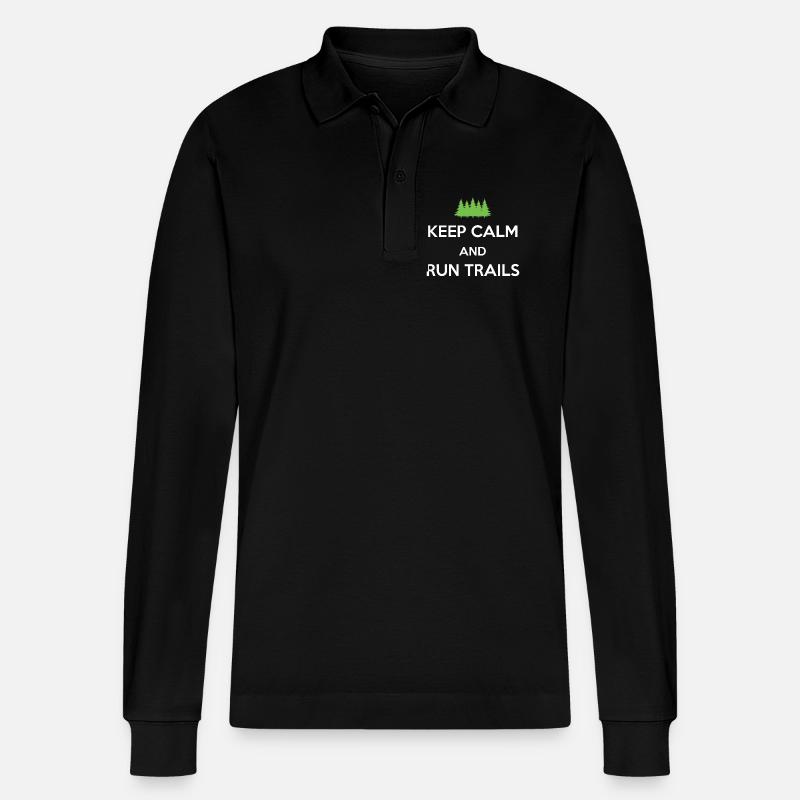 Keep Calm and Run Trails - Stanley/Stella Organic Unisex Long-Sleeved Polo Shirt Prepster - black