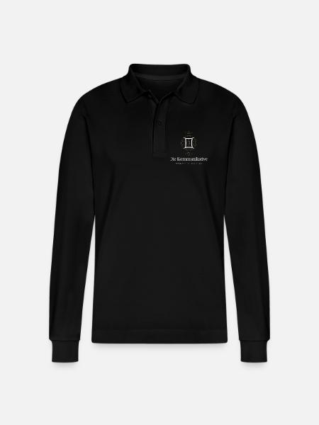 Kommunikative Zwillinge Gemini Shirt - Stanley/Stella Unisex Bio-Langarm-Poloshirt Prepster - Schwarz