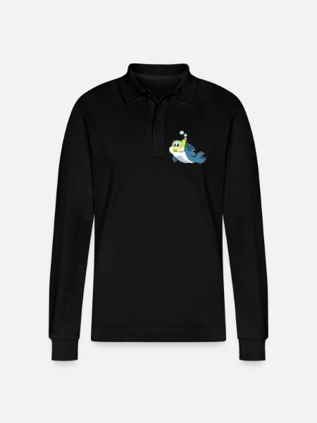Dolphin Diver Snorkel Diving - Stanley/Stella Organic Unisex Long-Sleeved Polo Shirt Prepster - black