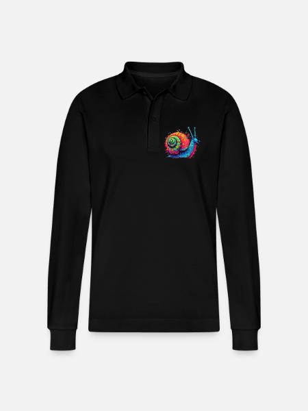 Snail - Stanley/Stella Organic Unisex Long-Sleeved Polo Shirt Prepster - black