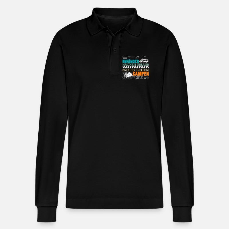 Camper Camping Wohnwagen Spruch - Stanley/Stella Unisex Bio-Langarm-Poloshirt Prepster - Schwarz