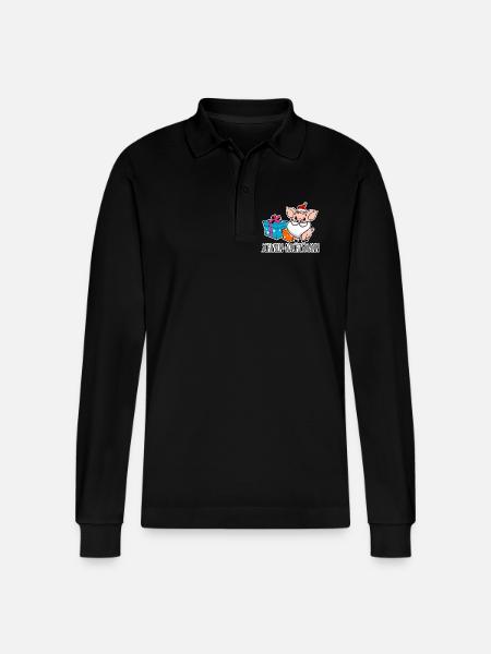 Merry Christmas with the Pig Nightman! - Stanley/Stella Organic Unisex Long-Sleeved Polo Shirt Prepster - black