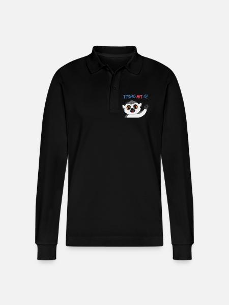 Tschö mit Ö Panda - Stanley/Stella Unisex Bio-Langarm-Poloshirt Prepster - Schwarz