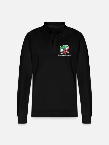 Passo Dello Stelvio Rider Badge 2758m - Stanley/Stella Organic Unisex Long-Sleeved Polo Shirt Prepster - black