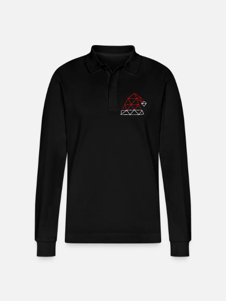 Christmas Hat - Geometric Lines - Stanley/Stella Organic Unisex Long-Sleeved Polo Shirt Prepster - black