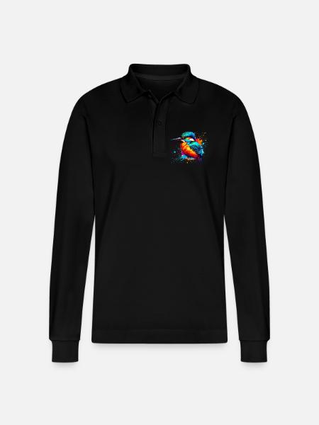 Kingfisher - Stanley/Stella Organic Unisex Long-Sleeved Polo Shirt Prepster - black