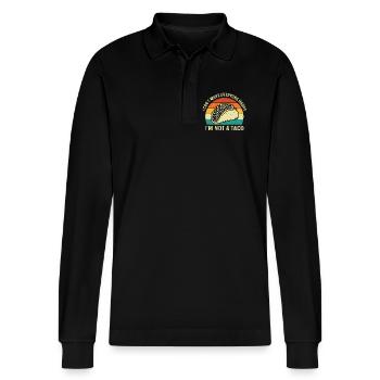 I Can't Make Everyone Happy I'm Not A Taco - Stanley/Stella Organic Unisex Long-Sleeved Polo Shirt Prepster - black - Front - Anna (173cm) & Nico (186cm)