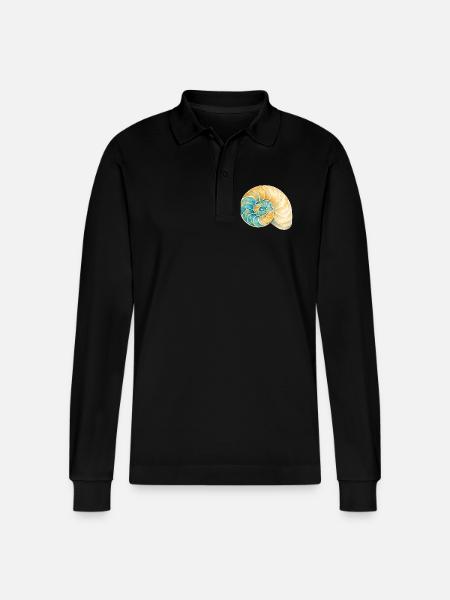Water-coloured shell spiral - Stanley/Stella Organic Unisex Long-Sleeved Polo Shirt Prepster - black
