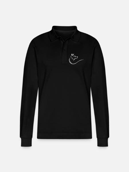 A beautiful wolf in white - Stanley/Stella Organic Unisex Long-Sleeved Polo Shirt Prepster - black