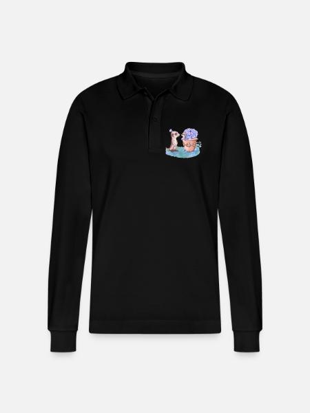 Erdmännchen - Stanley/Stella Unisex Bio-Langarm-Poloshirt Prepster - Schwarz