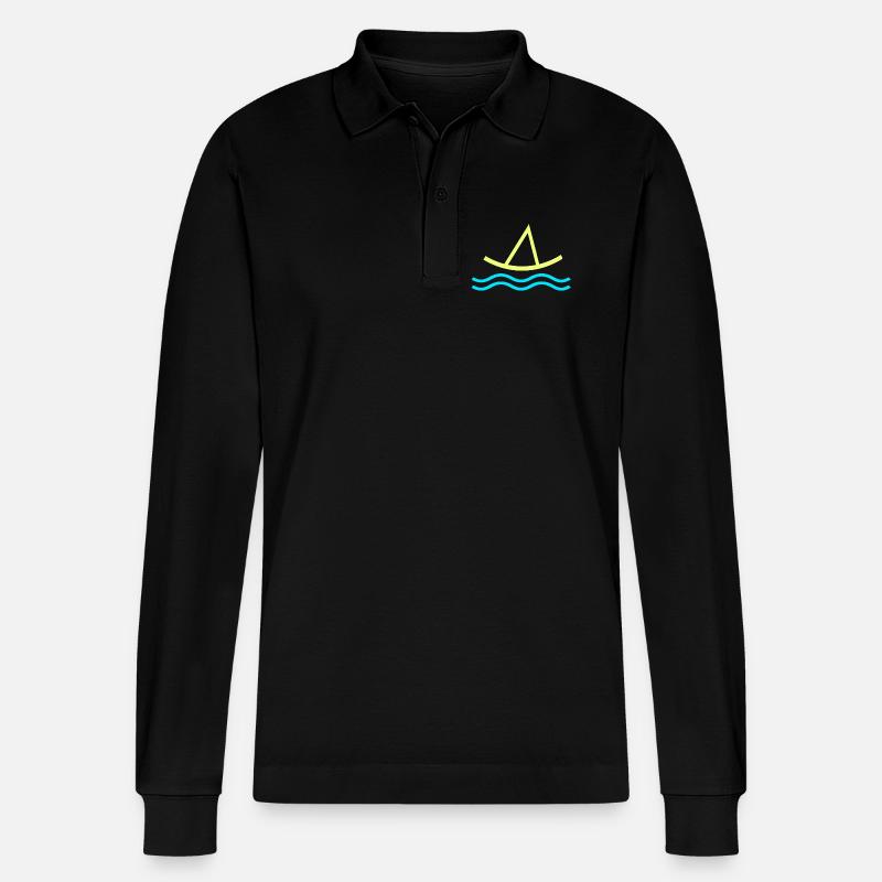 Segeln - Segelboot - Stanley/Stella Unisex Bio-Langarm-Poloshirt Prepster - Schwarz