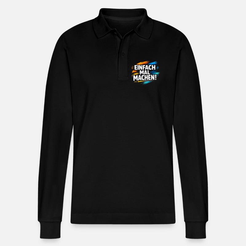 Einfach mal machen - Stanley/Stella Unisex Bio-Langarm-Poloshirt Prepster - Schwarz