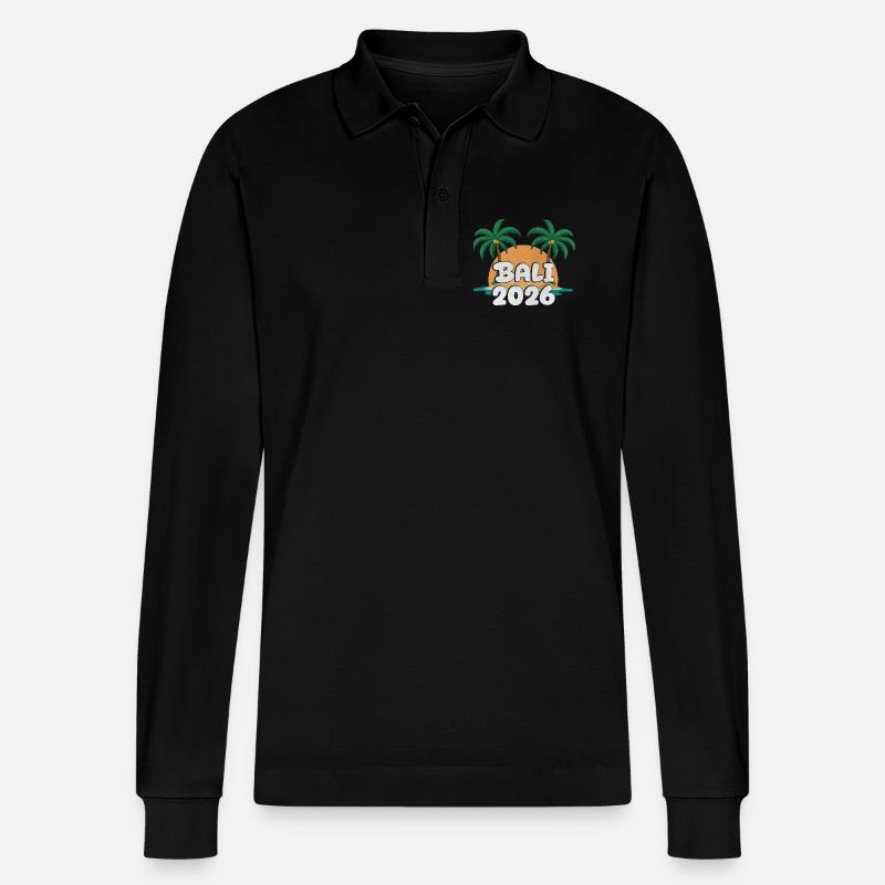 Bali 2026 - Stanley/Stella Unisex Bio-Langarm-Poloshirt Prepster - Schwarz